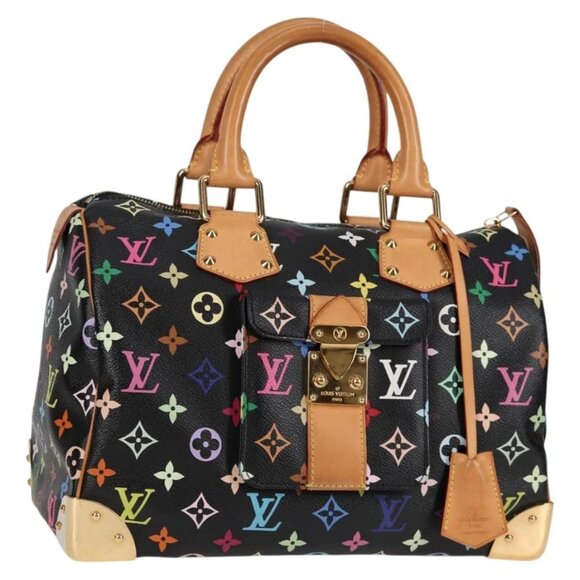 LOUIS VUITTON Monogram Multicolor Speedy 30 Hand Bag Black M92642 Auth 115220V - Picture 1 of 16